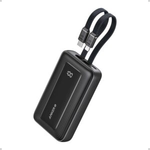 Anker Zolo 10000mAh 30W Power Bank with Built-in USB-C and MFI Certified Lightning Cables